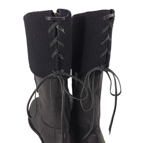 Yohji Yamamoto Pour Homme Embroidered Wool Cuff Boots US 11 EU 44 Black $1850 main image 4